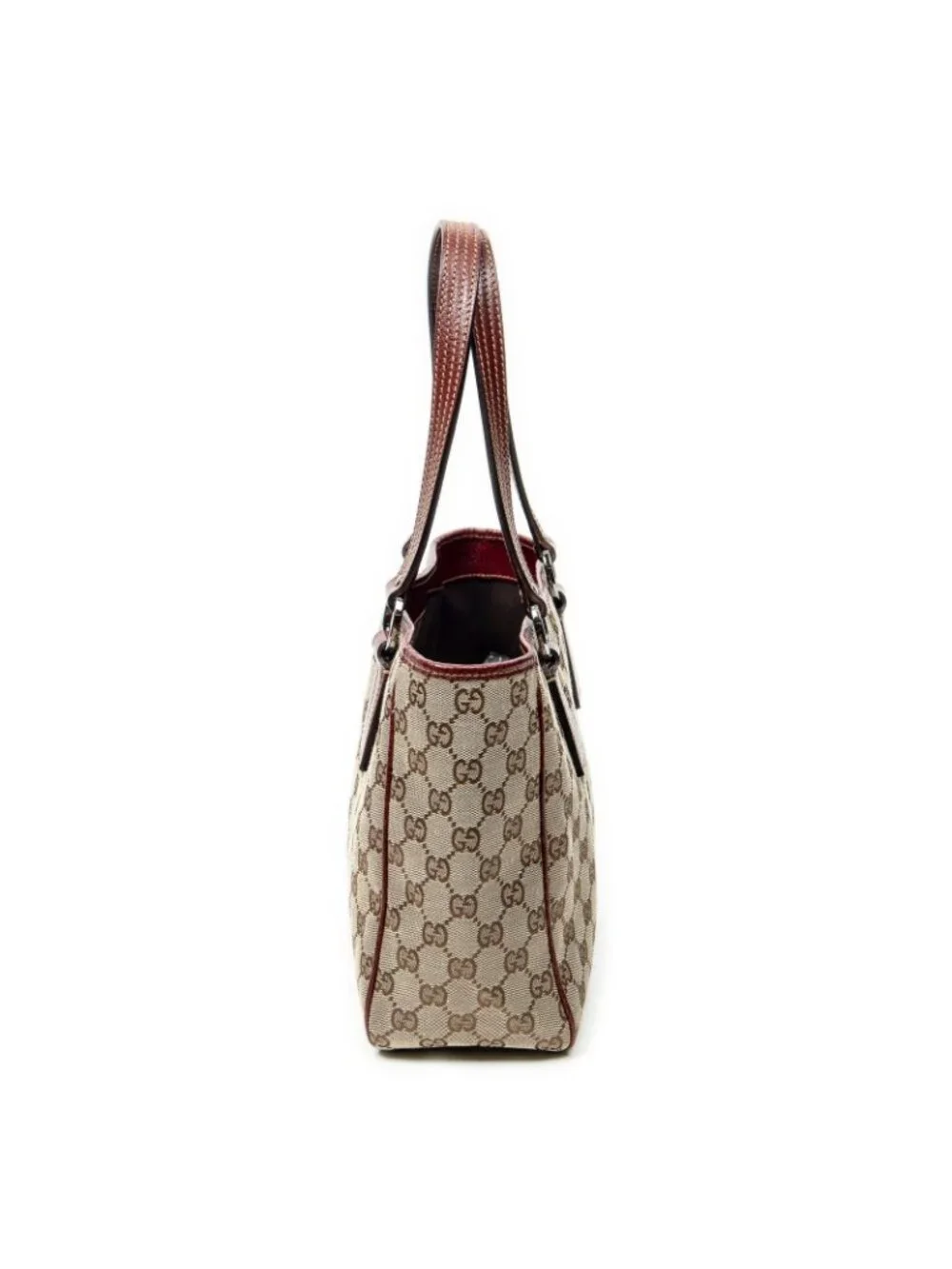 Gucci Small Shoulder Tote Maroon Beige GG Canvas
